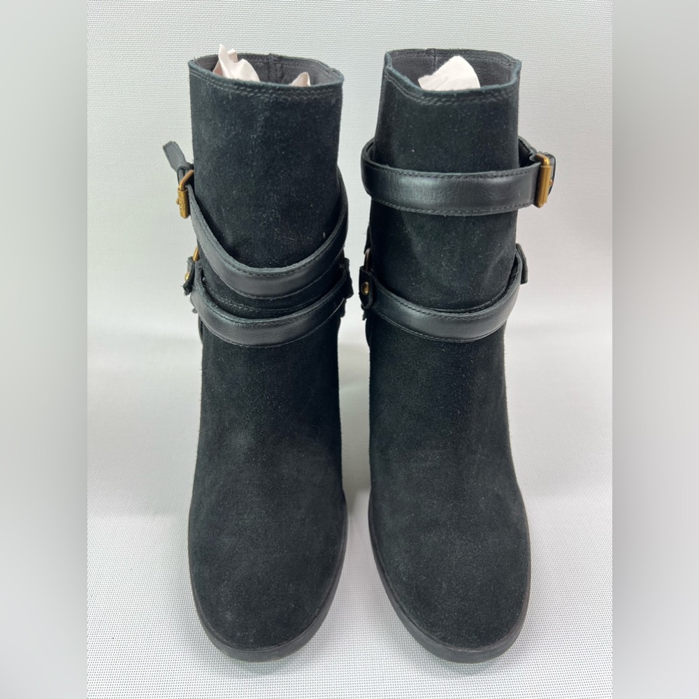 UGG Dandridge Black Suede Heeled Ankle Boots